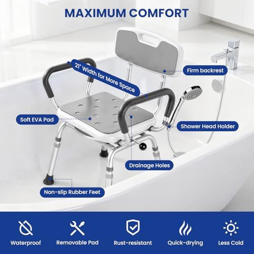 Padded swivel shower chair with locking seat — photo 5