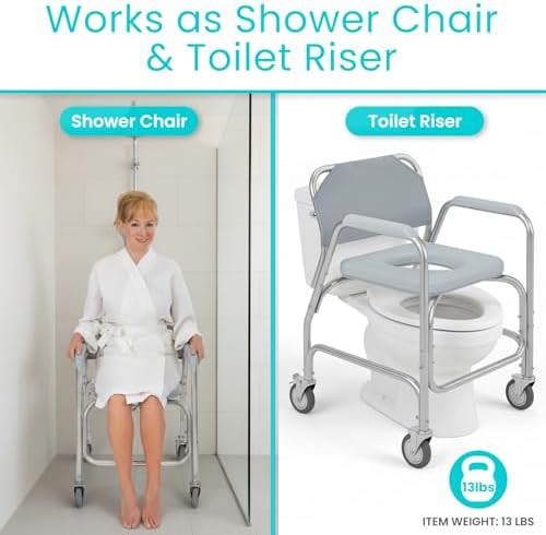 Rolling shower chair and toilet riser — photo 4