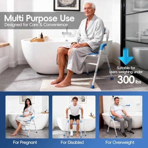 Foldable shower chair with backrest — photo 4