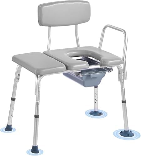 Padded Bedside Commode Chair and Transfer Bench