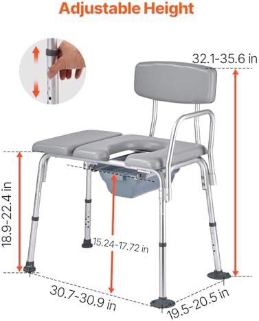 Padded Bedside Commode Chair and Transfer Bench — photo 3