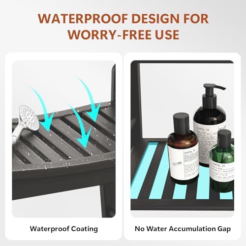 Waterproof bamboo shower chair with armrests — photo 4