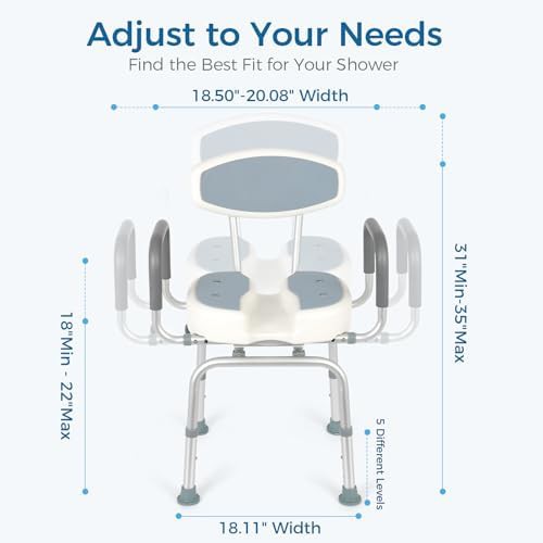 Swivel shower chair with u-shape seat — photo 3