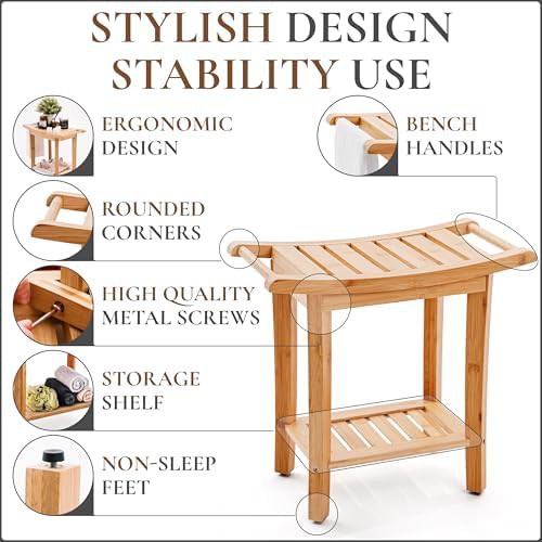 Natural wood waterproof shower stool — photo 3