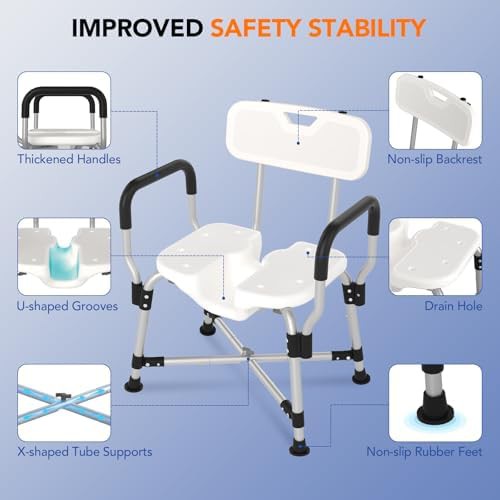 Shower Chair with U-Shape Cutout Seat — photo 5