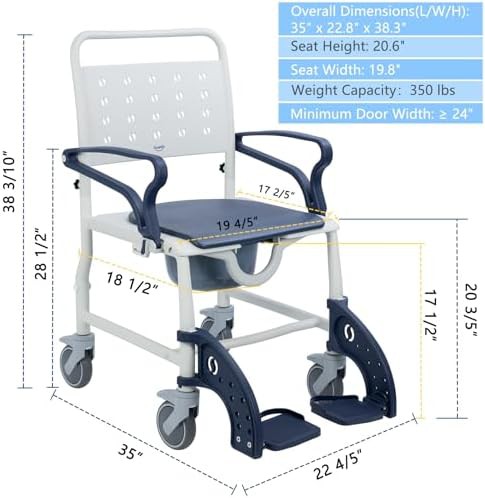 Rolling Shower Chair with Wheels — photo 3
