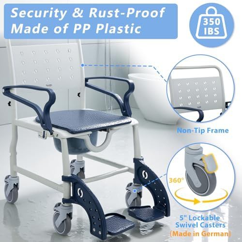 Rolling Shower Chair with Wheels — photo 4