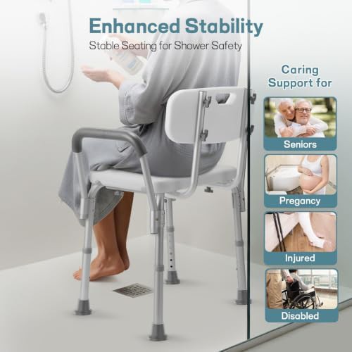 Heavy duty shower bench with backrest support — photo 5