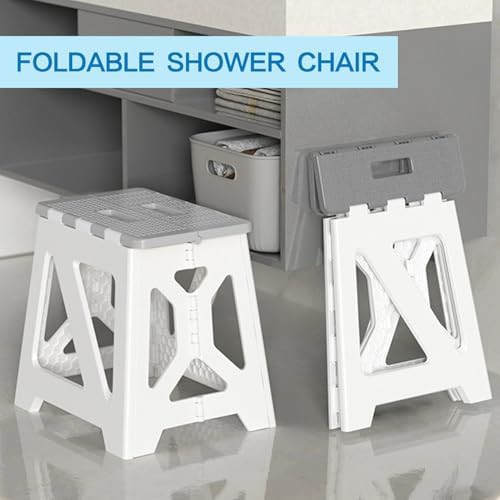 Gray folding shower stool for seniors — photo 4