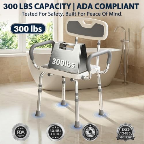 Aluminum shower chair with back and arms — photo 3