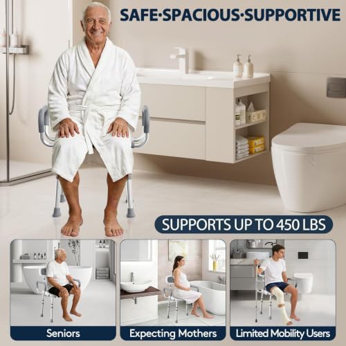 Aluminum shower chair with back and arms — photo 4