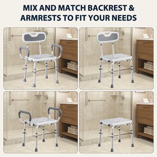 Aluminum shower chair with back and arms — photo 5