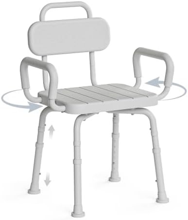 Rotating shower seat with armrests
