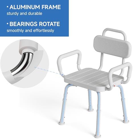 Rotating shower seat with armrests — photo 3