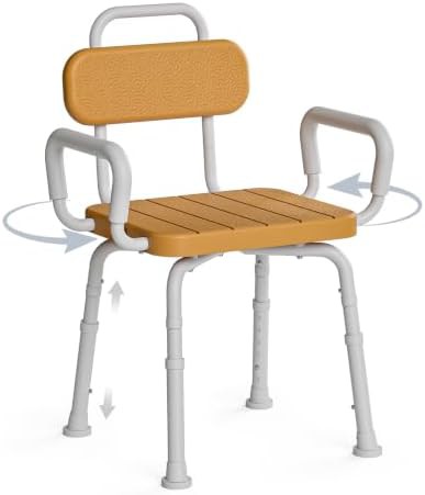 Swivel shower chair with non slip feet