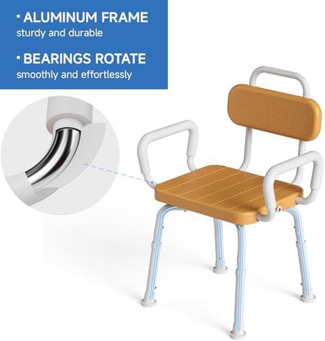 Swivel shower chair with non slip feet — photo 3