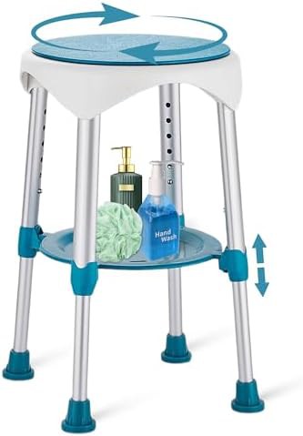 Small green adjustable shower stool