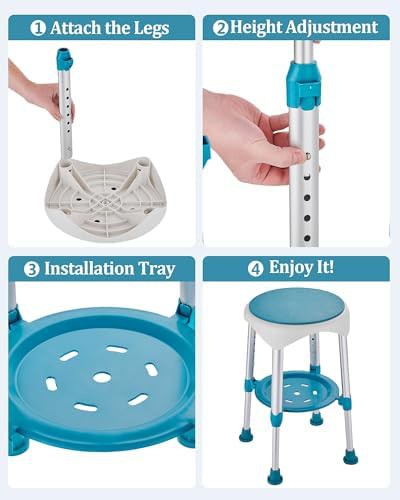 Small green adjustable shower stool — photo 4