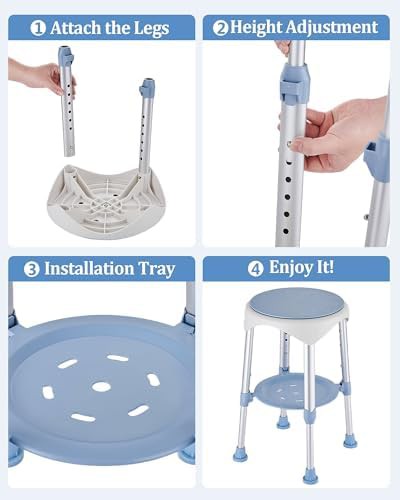 Small blue heavy duty shower stool — photo 4
