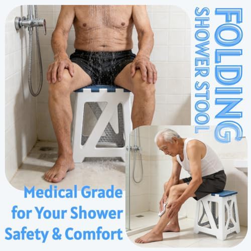Folding plastic shower stool for seniors — photo 3