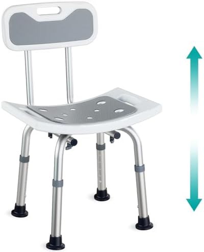 Grey aluminum adjustable height shower bench