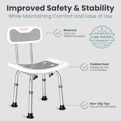 Grey aluminum adjustable height shower bench — photo 3