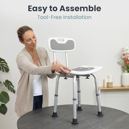 Grey aluminum adjustable height shower bench — photo 4