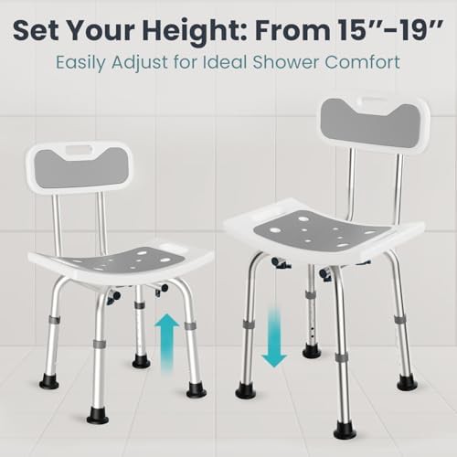 Grey aluminum adjustable height shower bench — photo 5