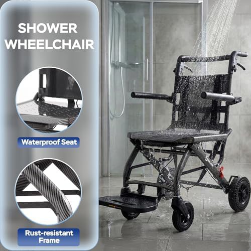 Gray folding transport shower wheelchair — photo 3