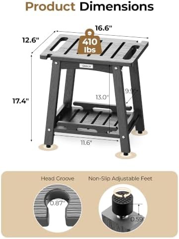 Grey Waterproof Shower Stool with Adjustable Feet — photo 3