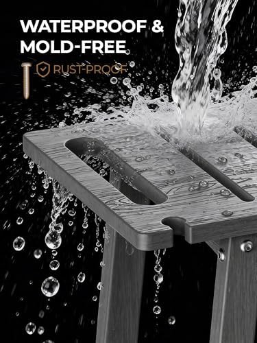 Grey Waterproof Shower Stool with Adjustable Feet — photo 4