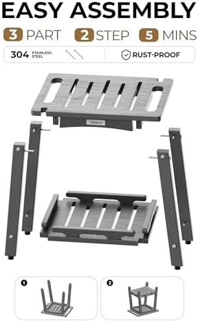 Grey Waterproof Shower Stool with Adjustable Feet — photo 5