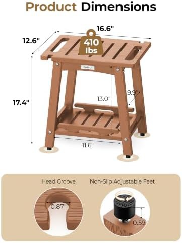 Teak Finish HDPE Shower Bench Seat — photo 4