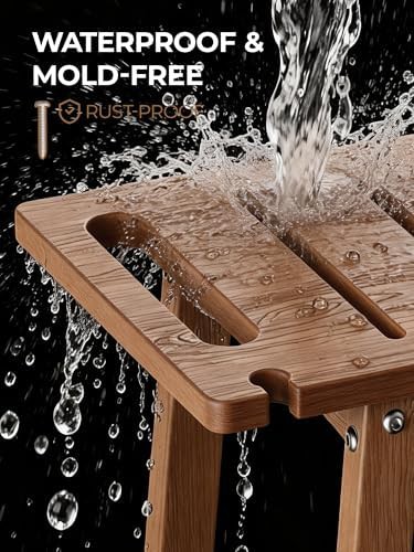 Teak Finish HDPE Shower Bench Seat — photo 5