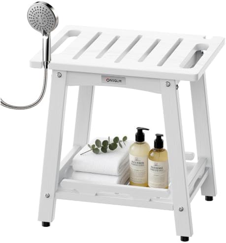 White HDPE Shower Bench with Adjustable Feet