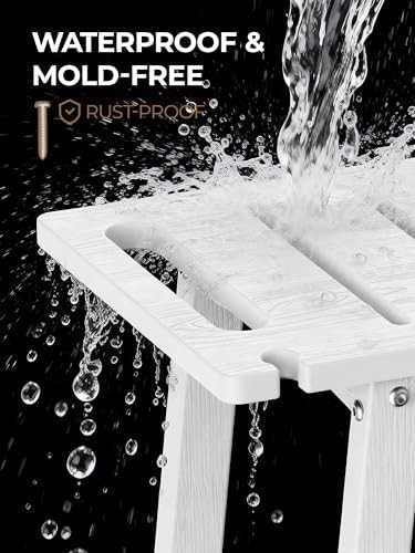 White HDPE Shower Bench with Adjustable Feet — photo 4