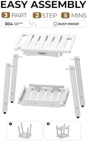 White HDPE Shower Bench with Adjustable Feet — photo 5