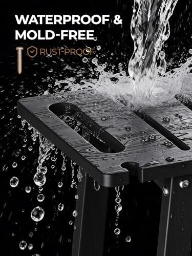 Black HDPE Shower Stool with Adjustable Feet — photo 4