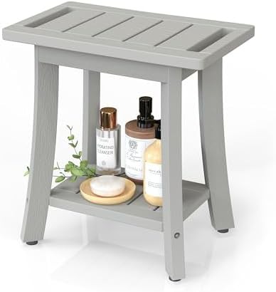 Grey waterproof HIPS shower bench