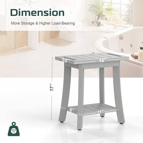 Grey waterproof HIPS shower bench — photo 3