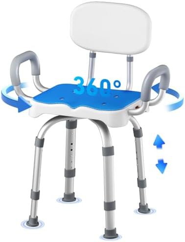 Swivel seat heavy duty shower chair