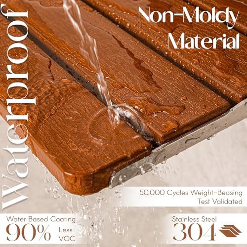 Foldable Wall Mounted Teak Shower Seat — photo 4