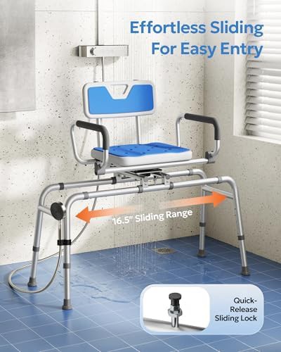 Sliding shower chair with swivel seat — photo 5