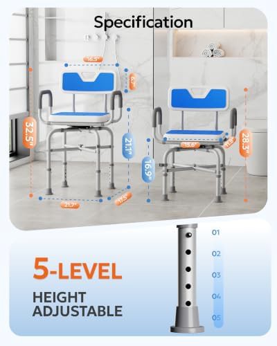 Swivel shower chair with x-frame — photo 4