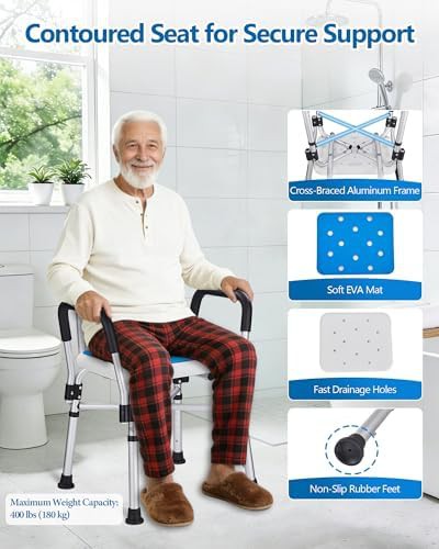 Aluminum shower chair with 400 lb capacity — photo 4