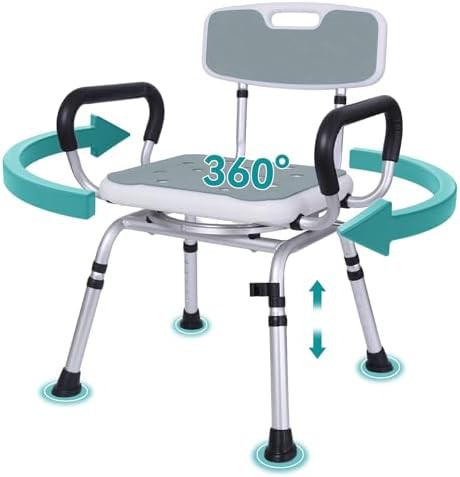 Aluminum shower chair with rotating seat