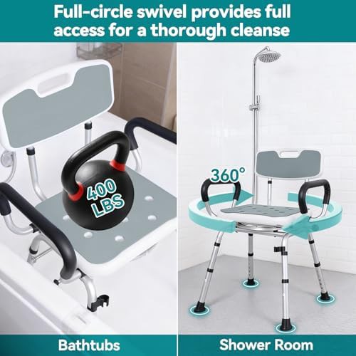 Aluminum shower chair with rotating seat — photo 3