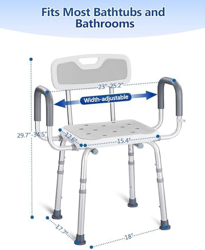 Adjustable bath seat with back and arms — photo 3