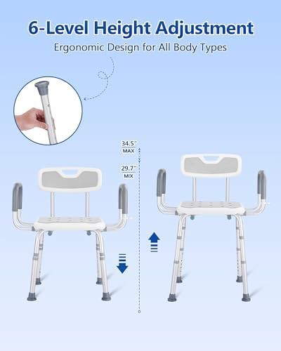Adjustable bath seat with back and arms — photo 4