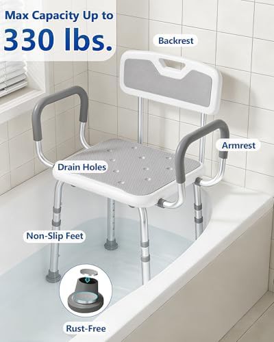 Adjustable bath seat with back and arms — photo 5